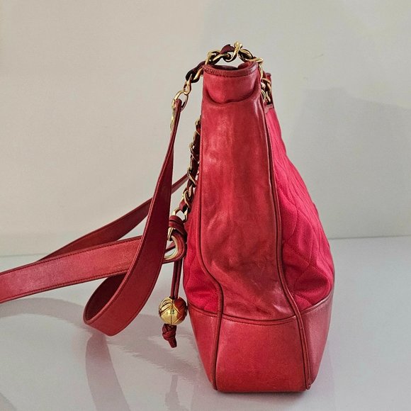 CHANEL Satin Lambskin Chain Shoulder Bag Quilted Ball Charm Gold Hardware - Picture 10 of 16